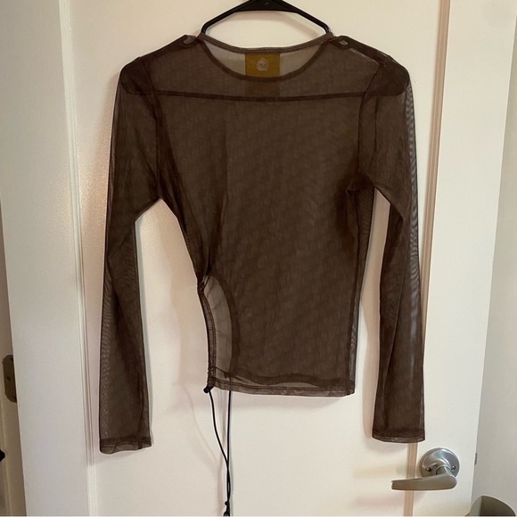 Jeu Illimite brown monogram mesh top - Picture 6 of 6